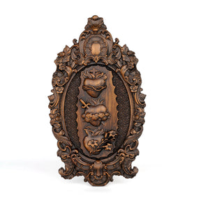 Decoracao_Tres_Coracoes_Sagrados_em_Madeira