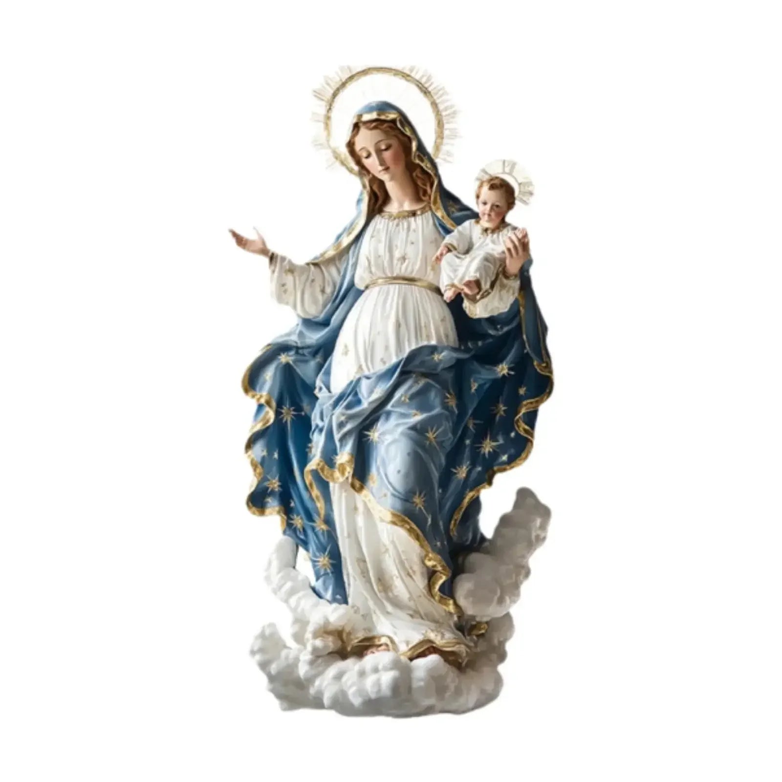SS1-Blessed Mary Figurine Christmas Scene Decorative with Child Jesus Tabletop