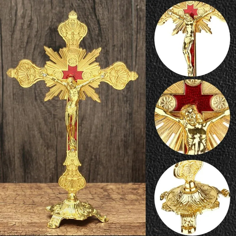 Church Relics Figurines Crucifix Jesus Christ On The Stand Cross Home Chapel Decoration Wall Crosses