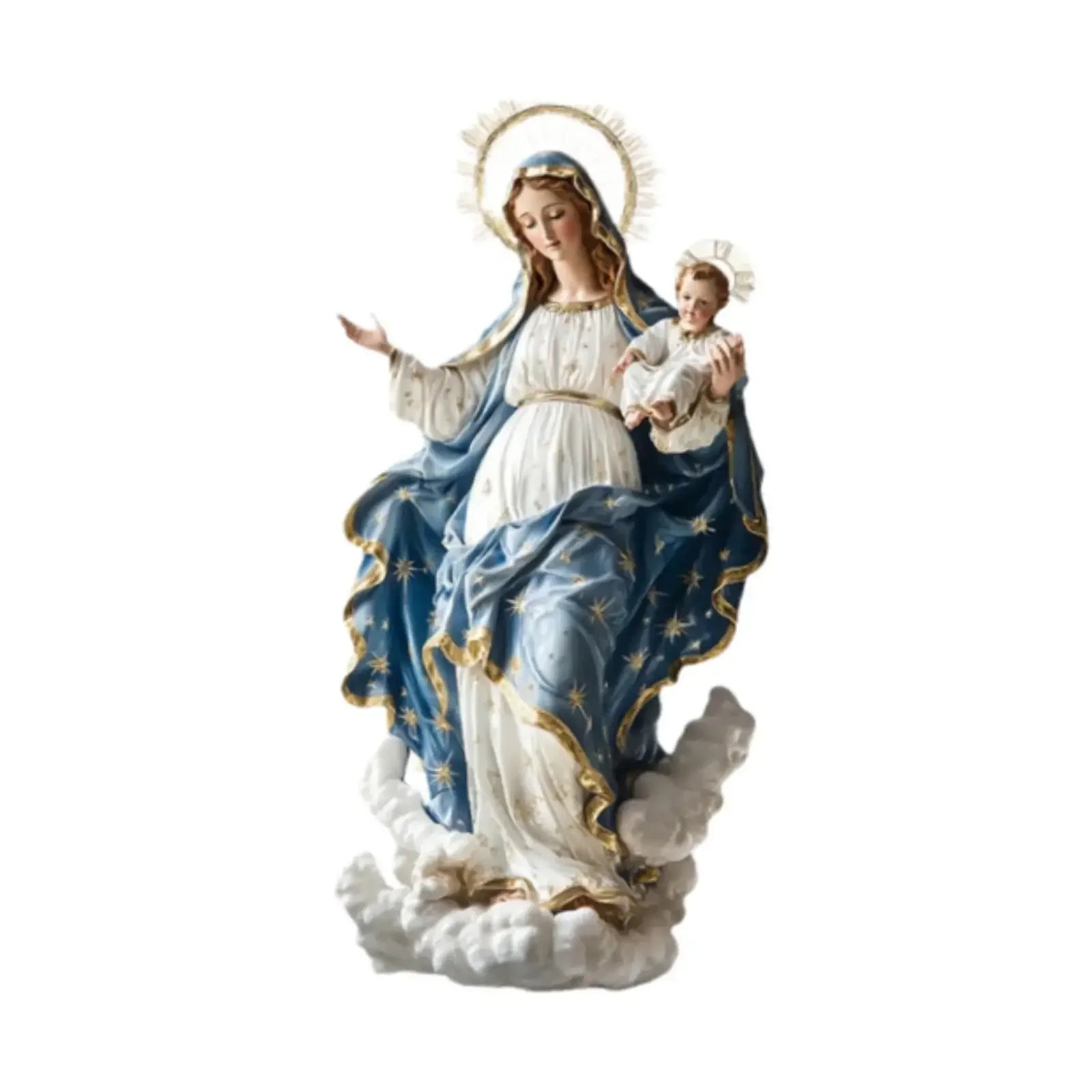 SS1-Blessed Mary Figurine Christmas Scene Decorative with Child Jesus Tabletop