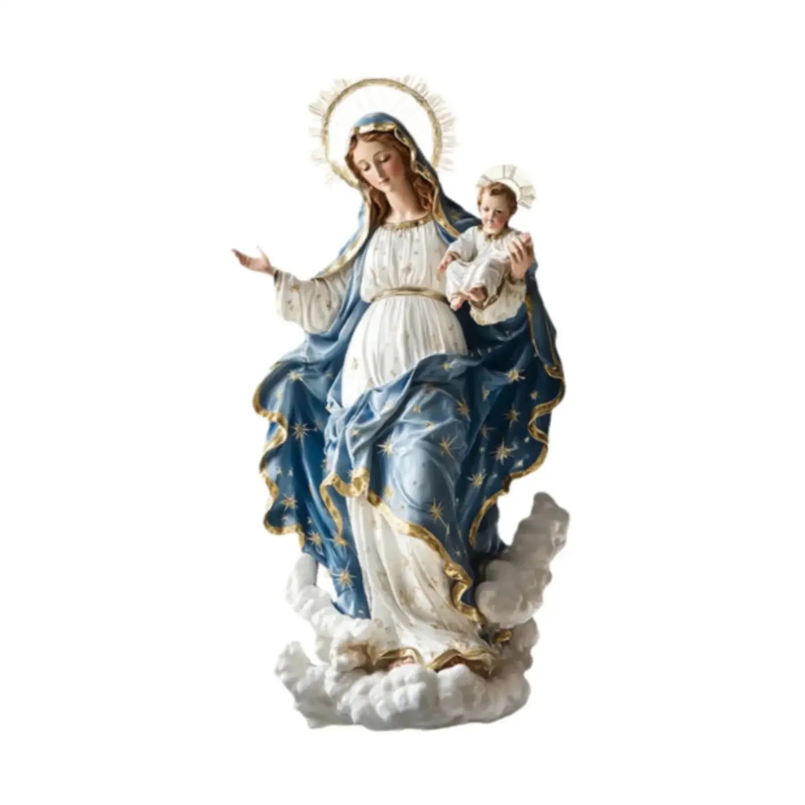 SS1-Blessed Mary Figurine Christmas Scene Decorative with Child Jesus Tabletop