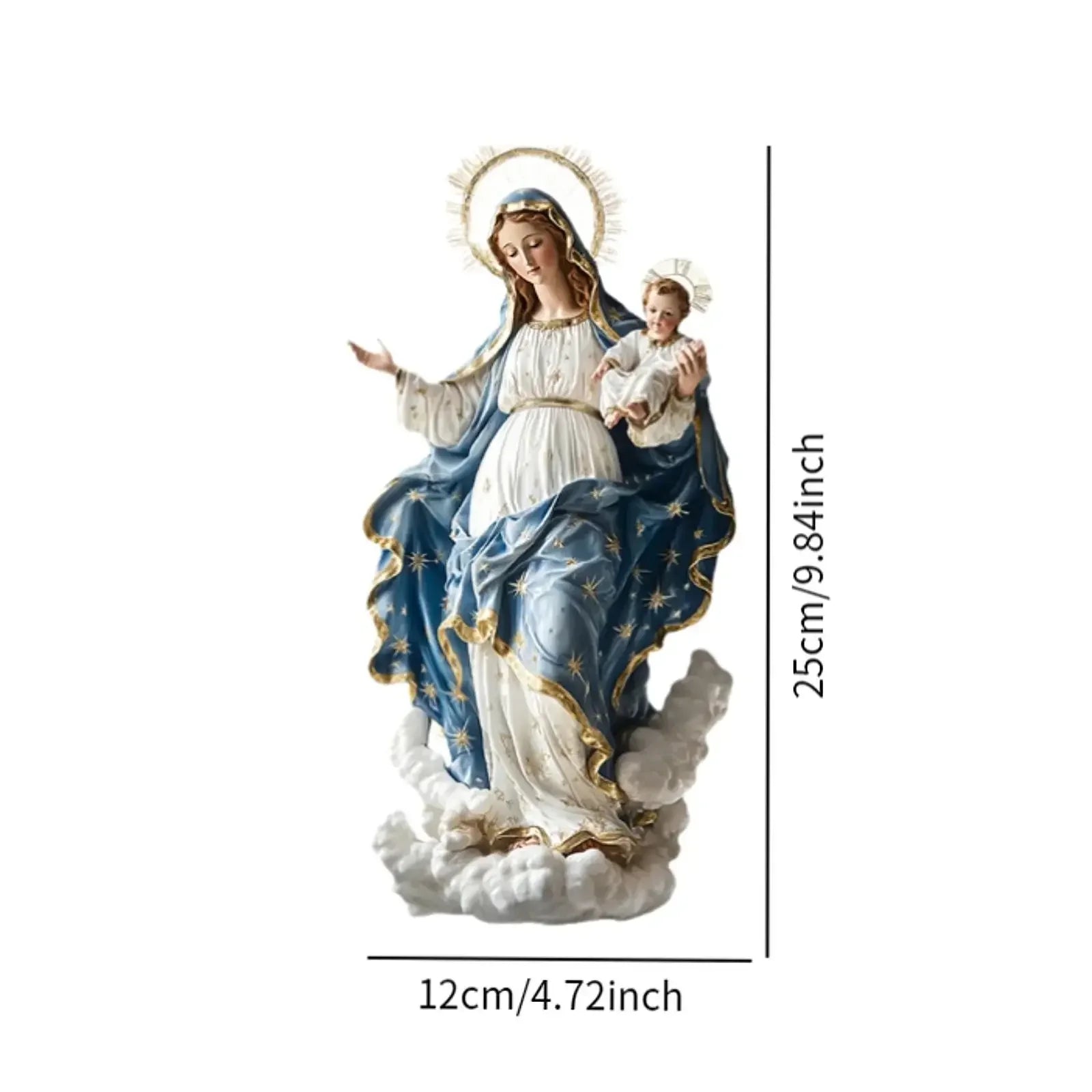 SS1-Blessed Mary Figurine Christmas Scene Decorative with Child Jesus Tabletop