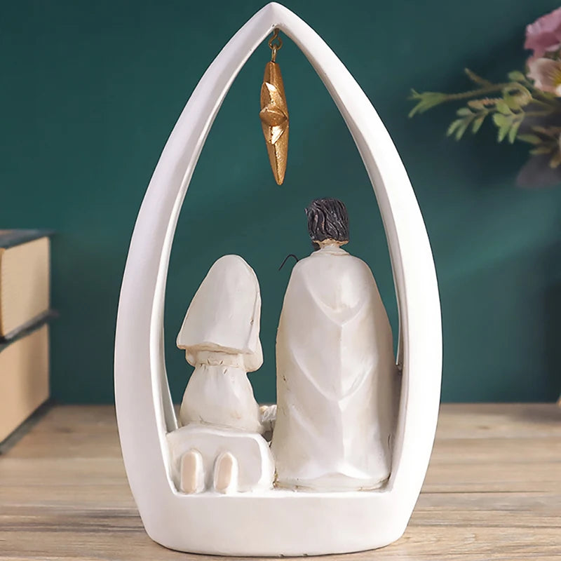 Christianity Birth of Jesus Resin Sculpture Ornament,Holy Father&Virgin Mary&Child Statue,Home Decoration Craft,Christmas Gift