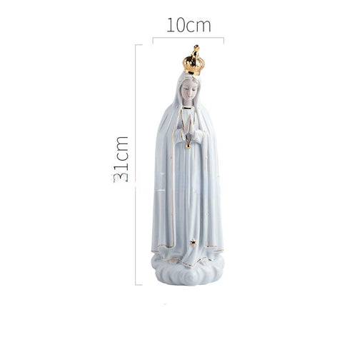 1PC Rose Fatima Our Lady Icon of Mary Catholic Church Family Ceramic Statues Gifts and Ornaments