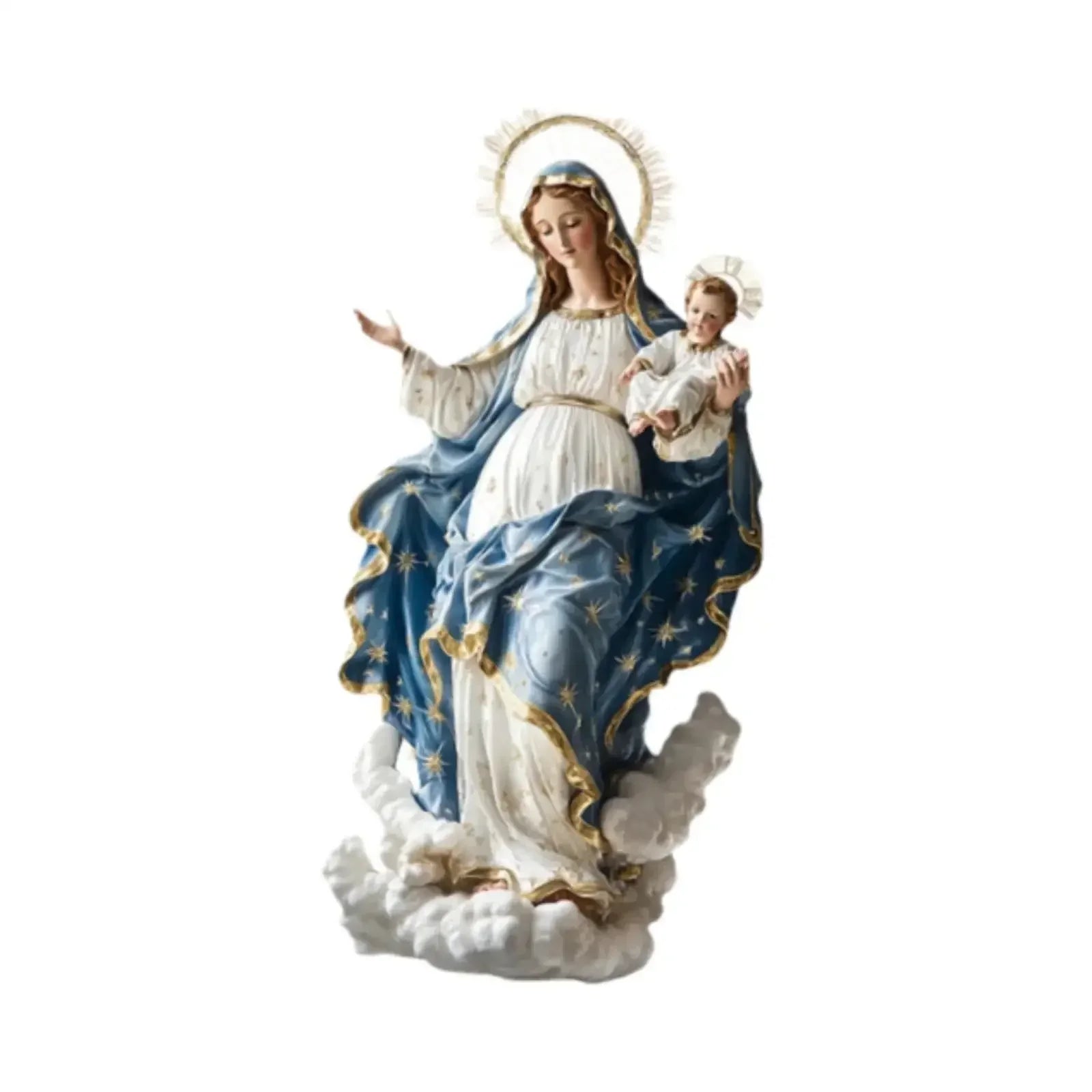 SS1-Blessed Mary Figurine Christmas Scene Decorative with Child Jesus Tabletop